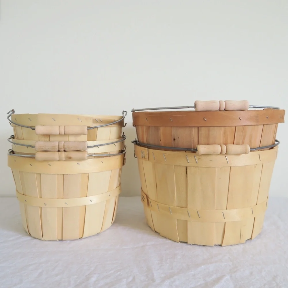 Set of 5 Wooden Produce Baskets 🍎🍊🍋